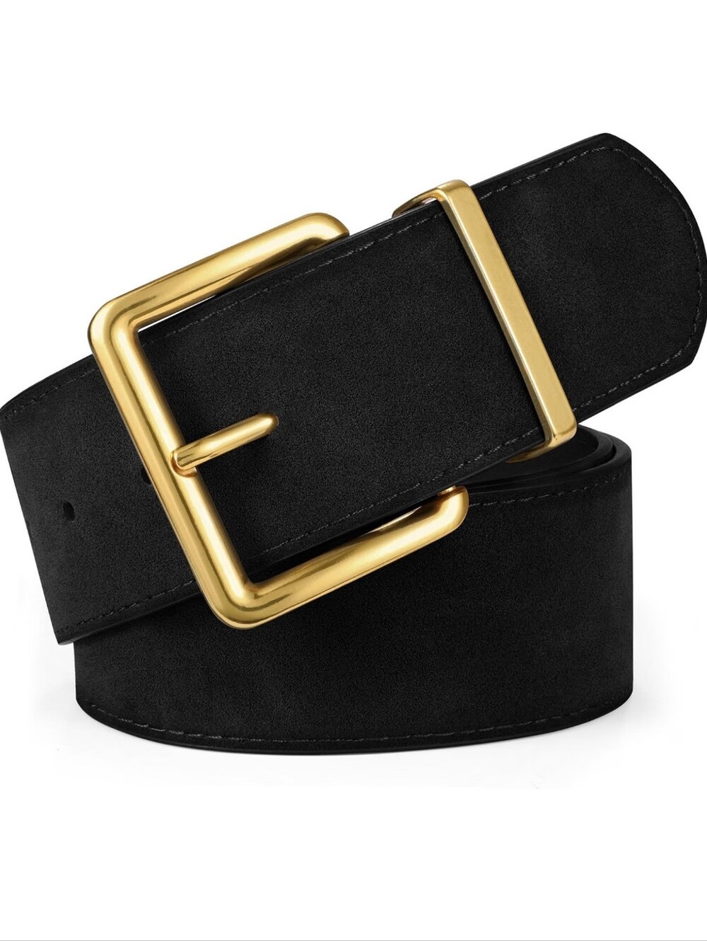 Black Faux Suede Woman's Belt One Size 41.7" NWOT